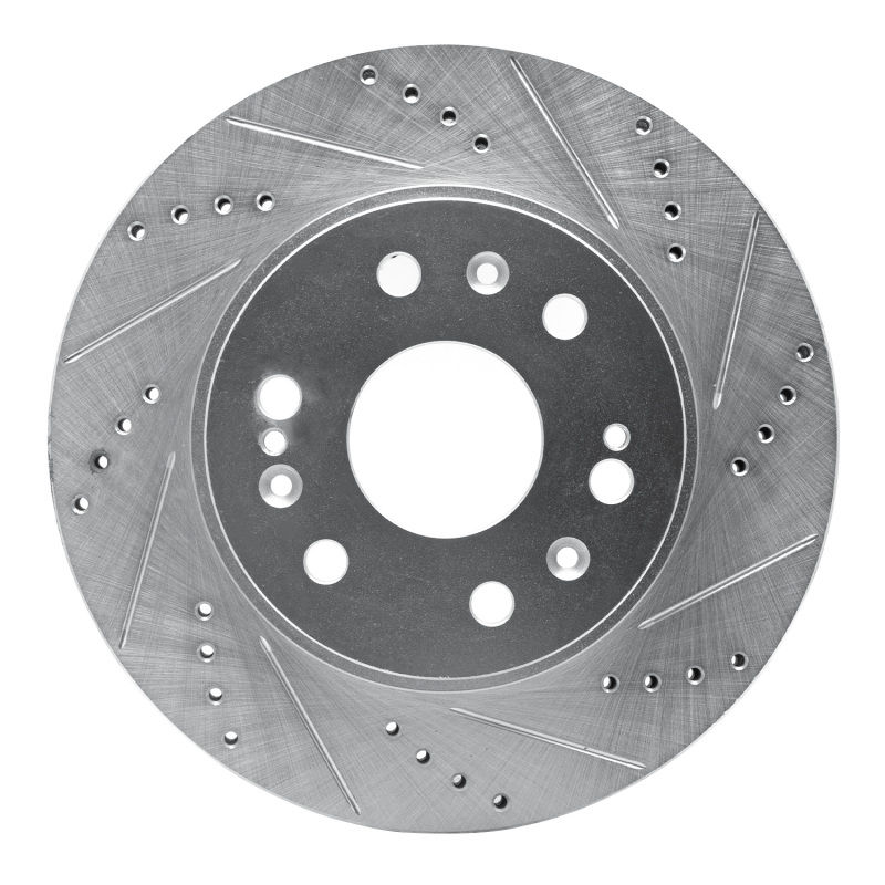 Cadillac Escalade EXT Brake Rotor (1) - Front Right - R1 Concepts - Drilled & Slotted - Silver - `05-`20